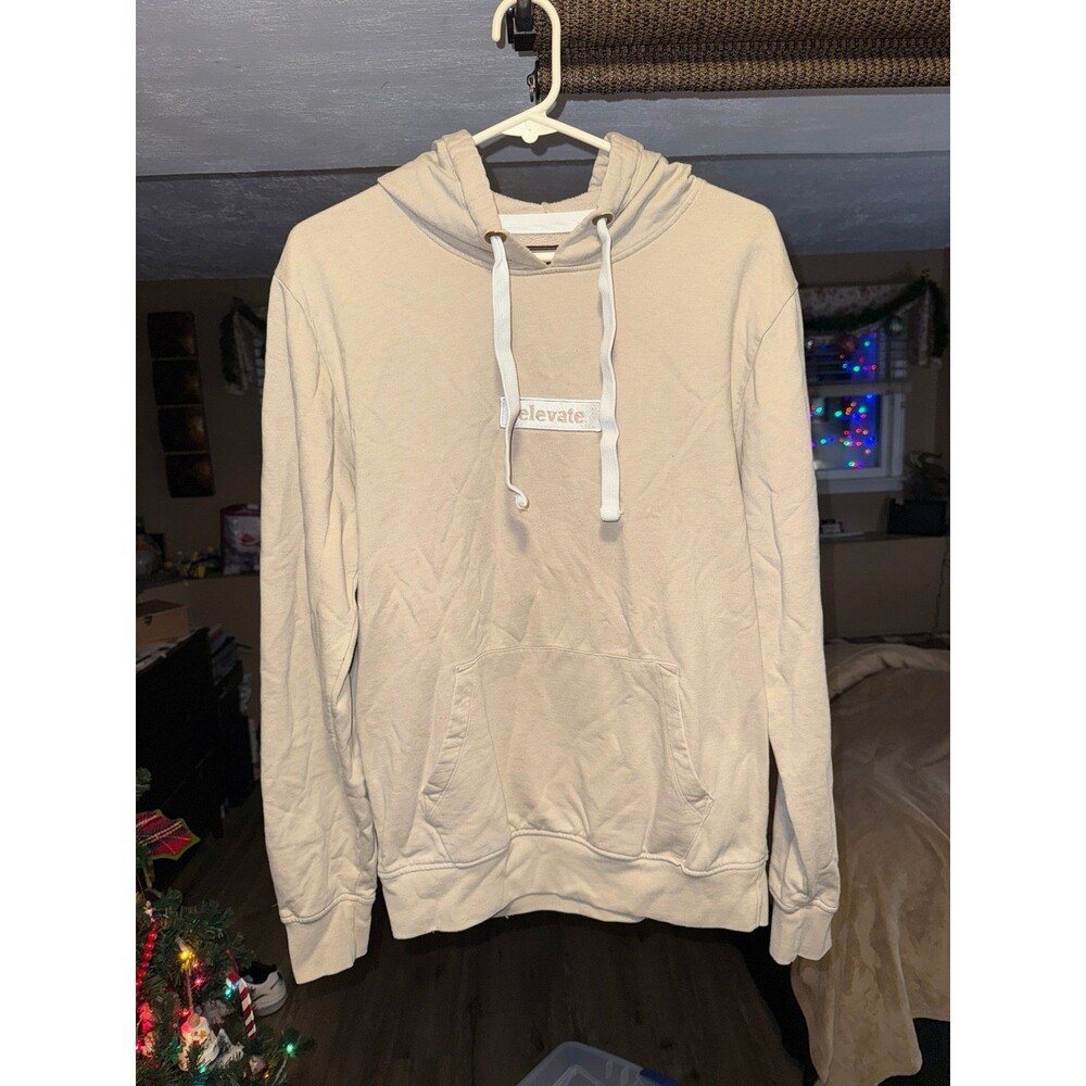 Men’s Beige Hoodie Size Medium Elevate